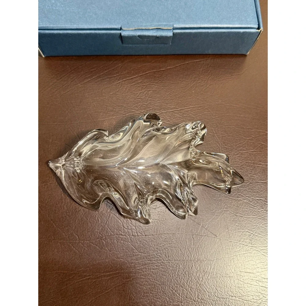 Marquis by Waterford Crystal Oak Leaf Dish Clear Glass Trinket Tray with Box